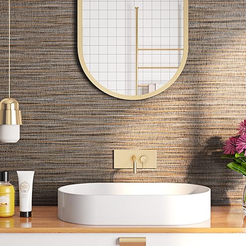 Miniatura 5 de FunStick Papel tapiz autoadhesivo de 15.7 x 472 pulgadas, papel adhesivo marrón tostado extraíble para armarios, paredes de habitación, muebles,