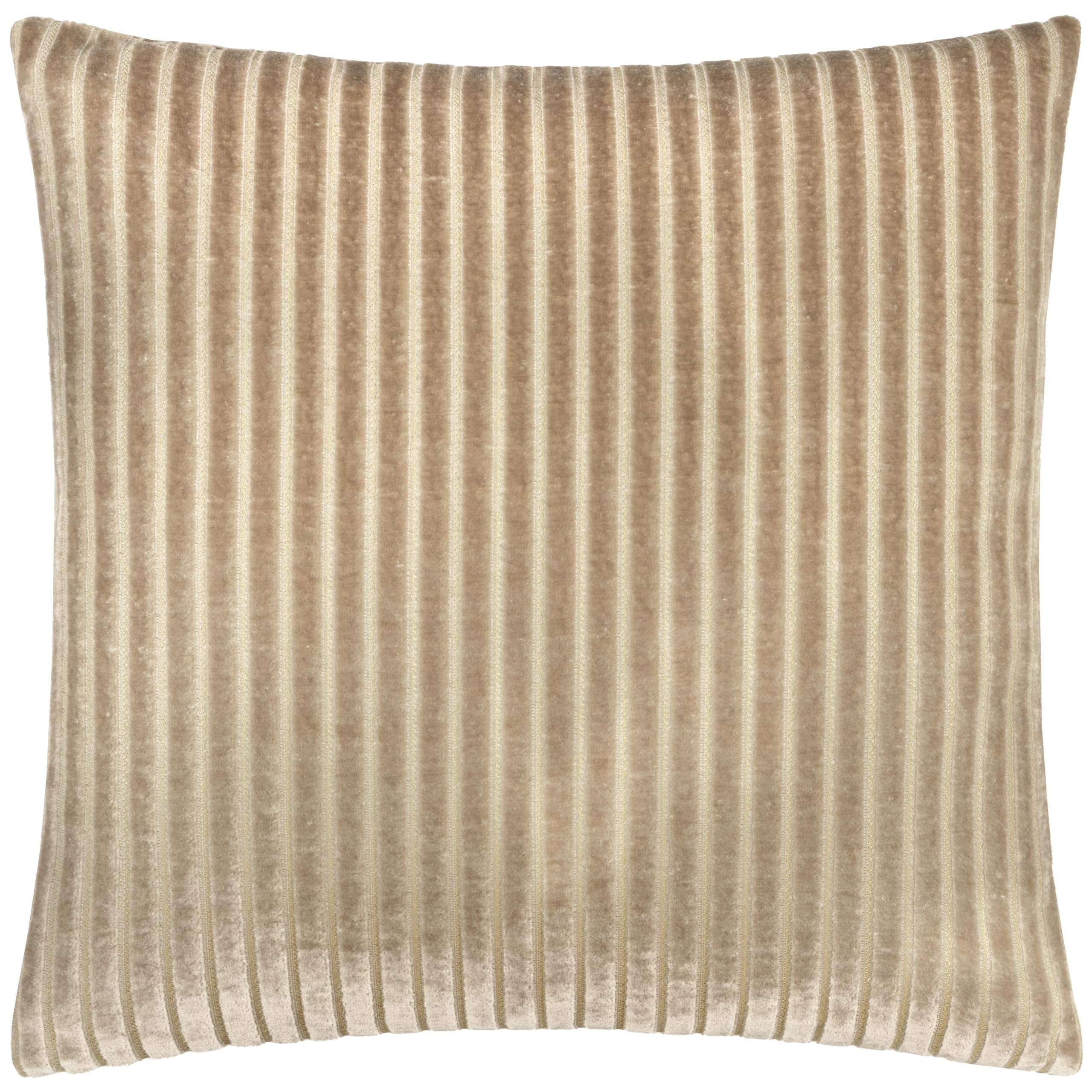 Paoletti Savoy Stripe Cushion Cover – Reversible Soft Textured Velvet Decorative Cushion for Sofas Beds and Armchairs (Mink - 50x50cm)