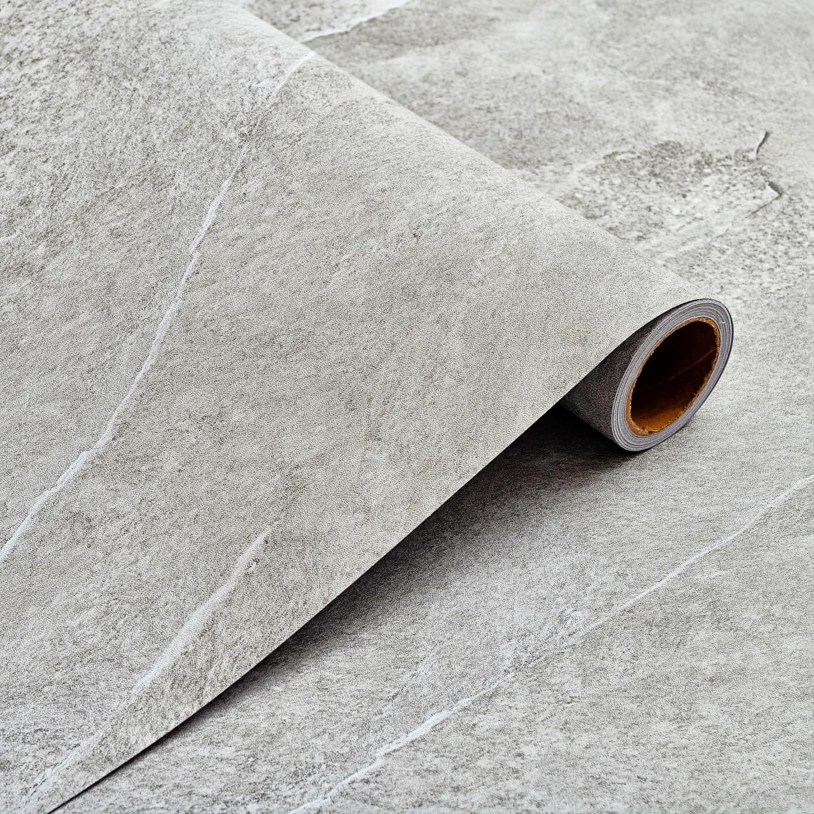 FOGZUVR Concrete Wallpaper Peel and Stick 16"x393" 43.05Sq.ft Matte Textured Cement Contact Paper Waterproof Self-Adhesive Removable Industrial Style