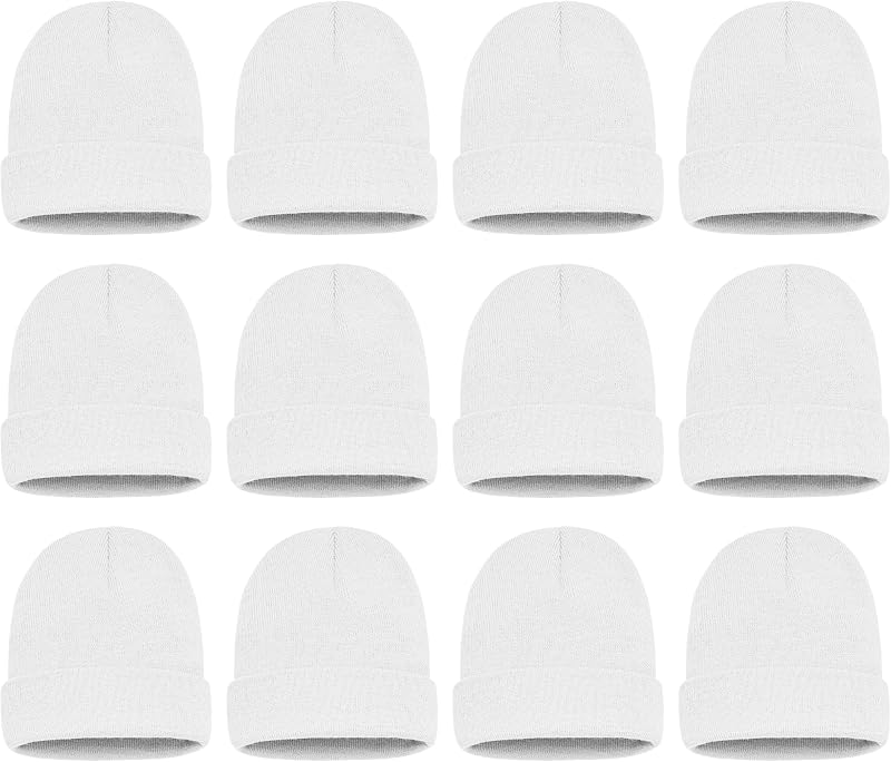 12 Pack Winter Beanie Hats for Men Women, Warm Cozy Knitted Cuffed Skull Cap, Wholesale