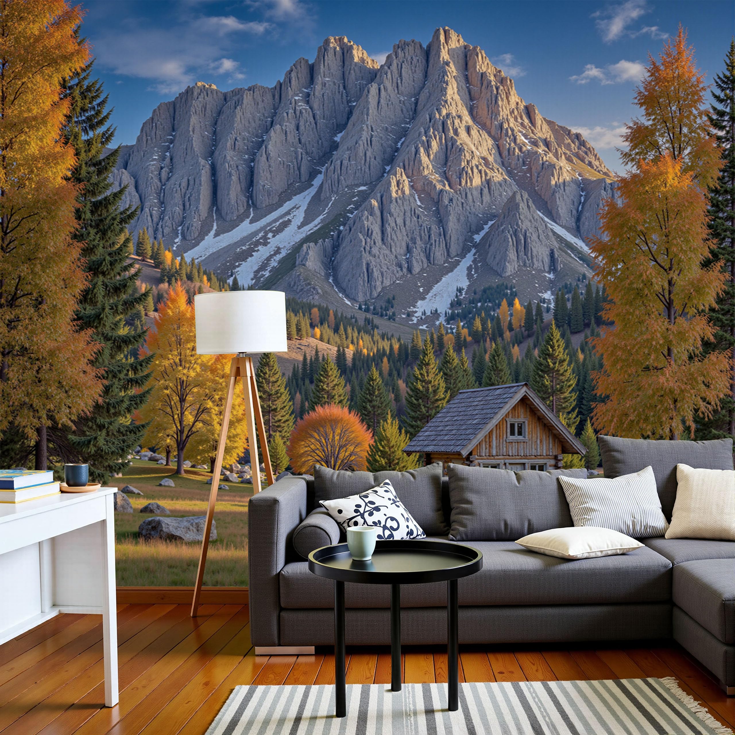 Papier peint forêt d'automne pour décoration murale chambre cocooning