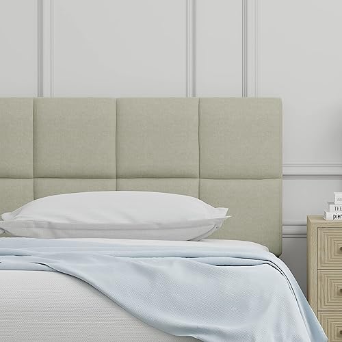 Glenwillow Home Paio - Cabecera tapizada con panel de 20 pulgadas de alto, acolchado cuadrado de 2 filas, tamaño individual, color beige disponible en Yaxa Peru
