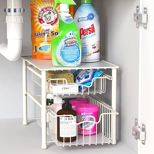 Miniatura 7 de Simple Houseware Cajón apilable de 2 niveles, color blanco