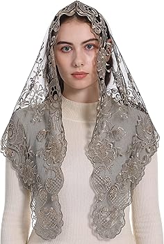 Velo Bianco In Pizzo Per Chiesa Cattolica - Mantiglia Copricapo Per Messa Latina