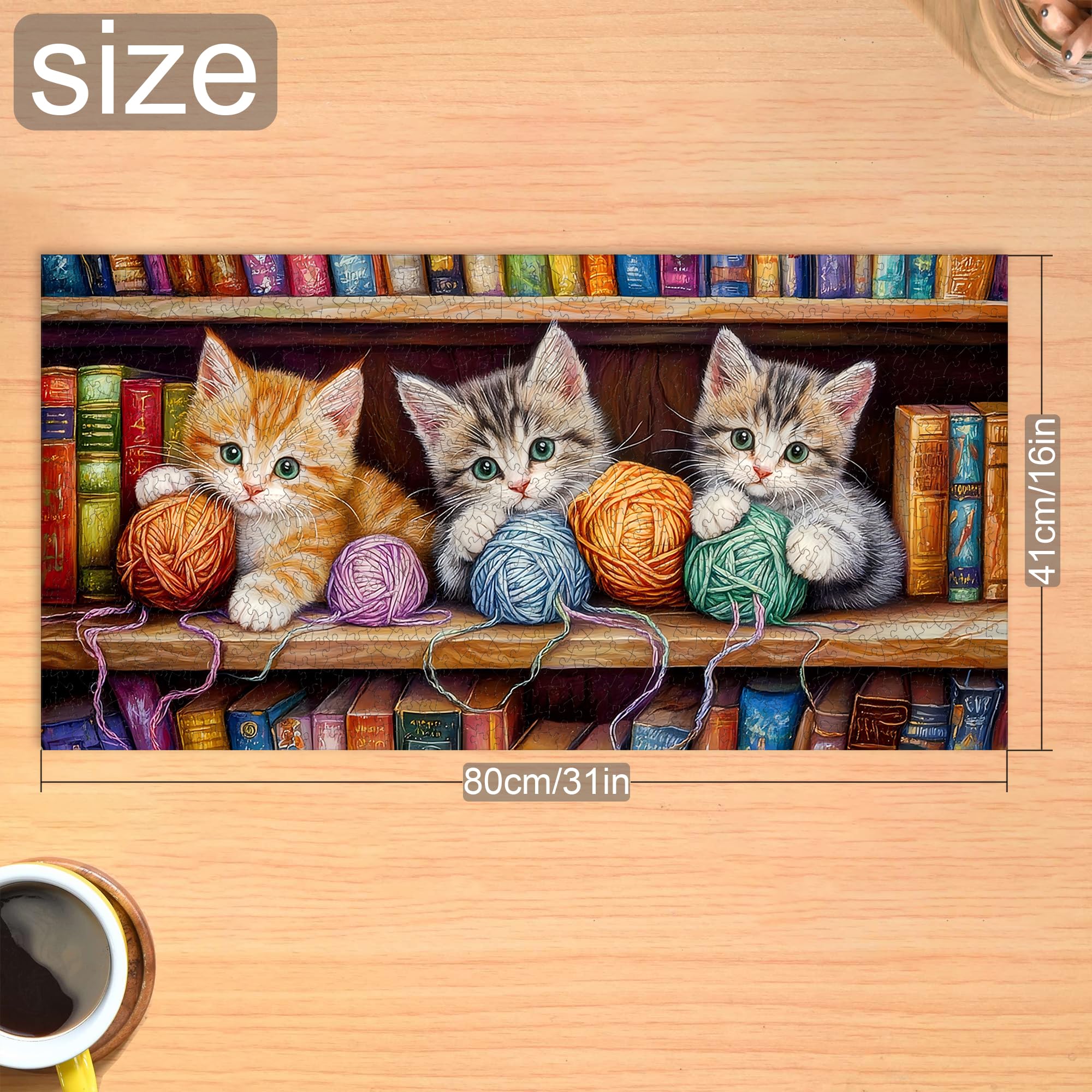 Bimkole Cat Puzzles for Adults 1000 Pieces, Books Paper Jigsaw Puzzle 1000 Pieces - Image 4