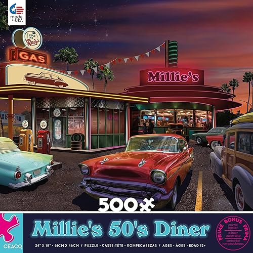 Ceaco - Land of The Free - Millie's 50's Diner - Rompecabezas de 500 piezas