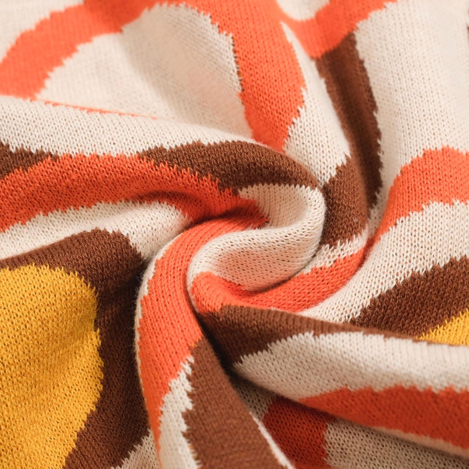 OXKNIT Men's Knitted Vintage Poloshirt, 1960s Mod Style Retro Irregular Round Polo Shirt with Button Beige Brown - Image 2