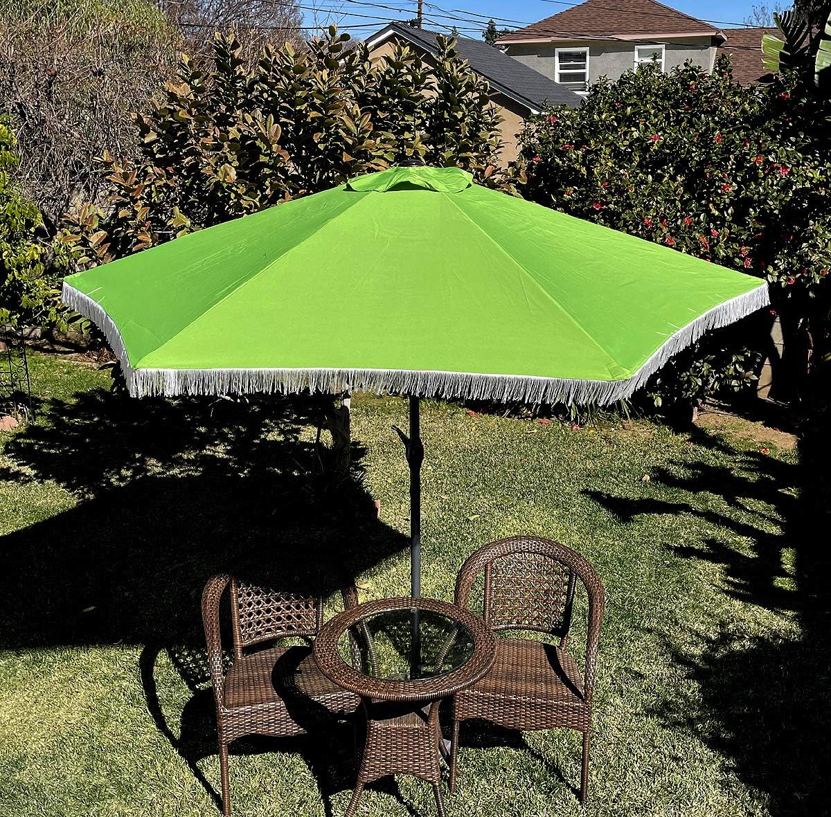 BELLRINO Decor Replacement Tassel Edge Apple Green Umbrella Canopy for 9ft 6 Ribs (Canopy Only) C003-6A-APPLE