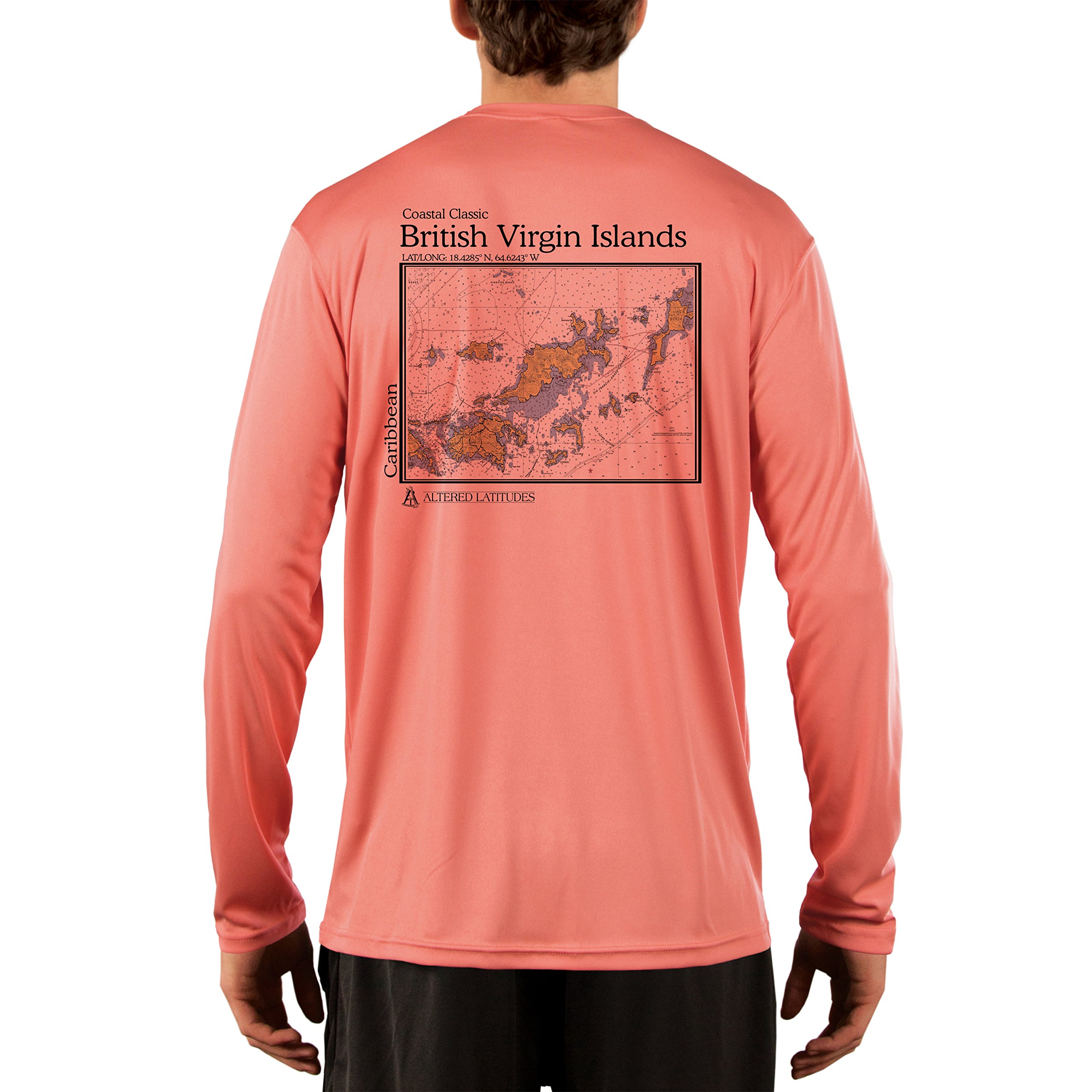 Coastal Classics British Virgin Islands Nautical Chart Men's UPF 50+ UV/Sun Protection Long Sleeve T-Shirt