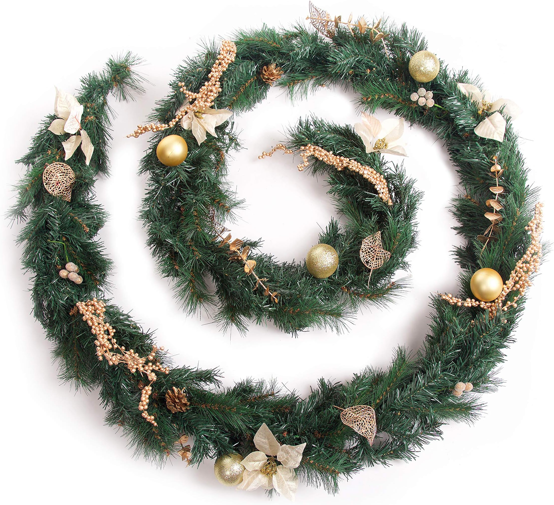 Best Artificial Cream Gold Decorated Christmas Garland (12ft Garland)