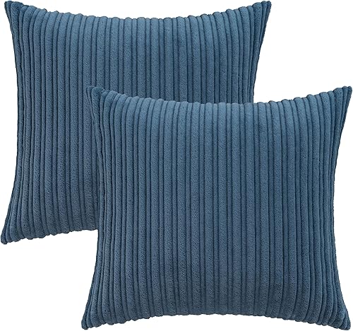 Miniatura 681 de UGASA - Juego de 2 fundas de almohada de terciopelo a rayas, funda decorativa para cojín con cremallera oculta para el hogar, sofá, dormitorio,