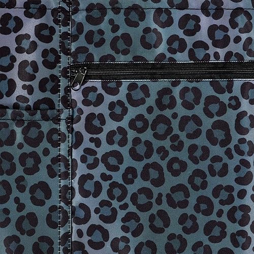 Miniatura 6 de Plum Hill Delantal de camarera de leopardo negro con bolsillos, delantal corto con cremallera, delantal para profesor, delantal de camarera lindo