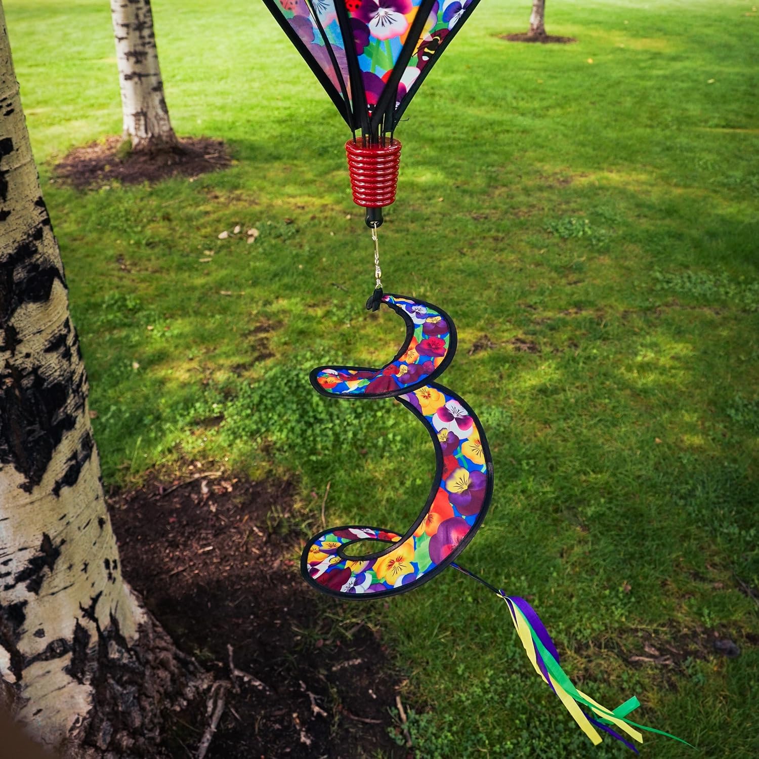In the Breeze 0988 Spring Pansies Hot Air Balloon Wind Spinner-Outdoor Hanging Decoration