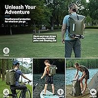 Vista 6 de MARCHWAY Mochila impermeable con parte superior enrollable, bolsa seca flotante de 20L/30L/45L con respaldo acolchado ergonómico para senderismo