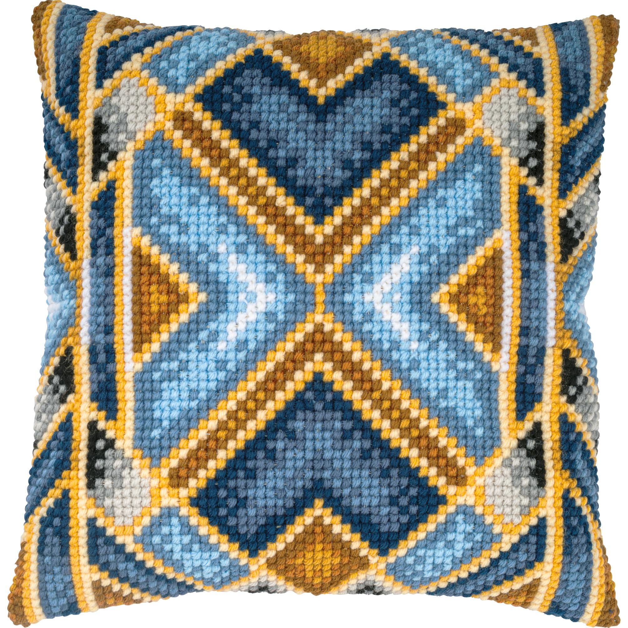Vervaco Kit Coussin Au Point De Croix Plumes - Cushion Cover Without Backrest 40x40cm Geometric - Counted Cross Stitch Kits DIY Kit Christmas Gift Decoration for Crafts