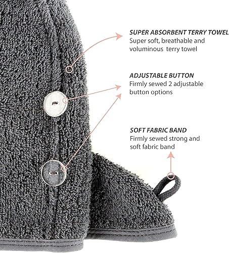 Miniatura 3 de Cacala Gorro de ducha de tela de rizo para mujer envoltura de toalla de pelo lujosa envolturas para el cabello sin encrespamiento para mujer cabello