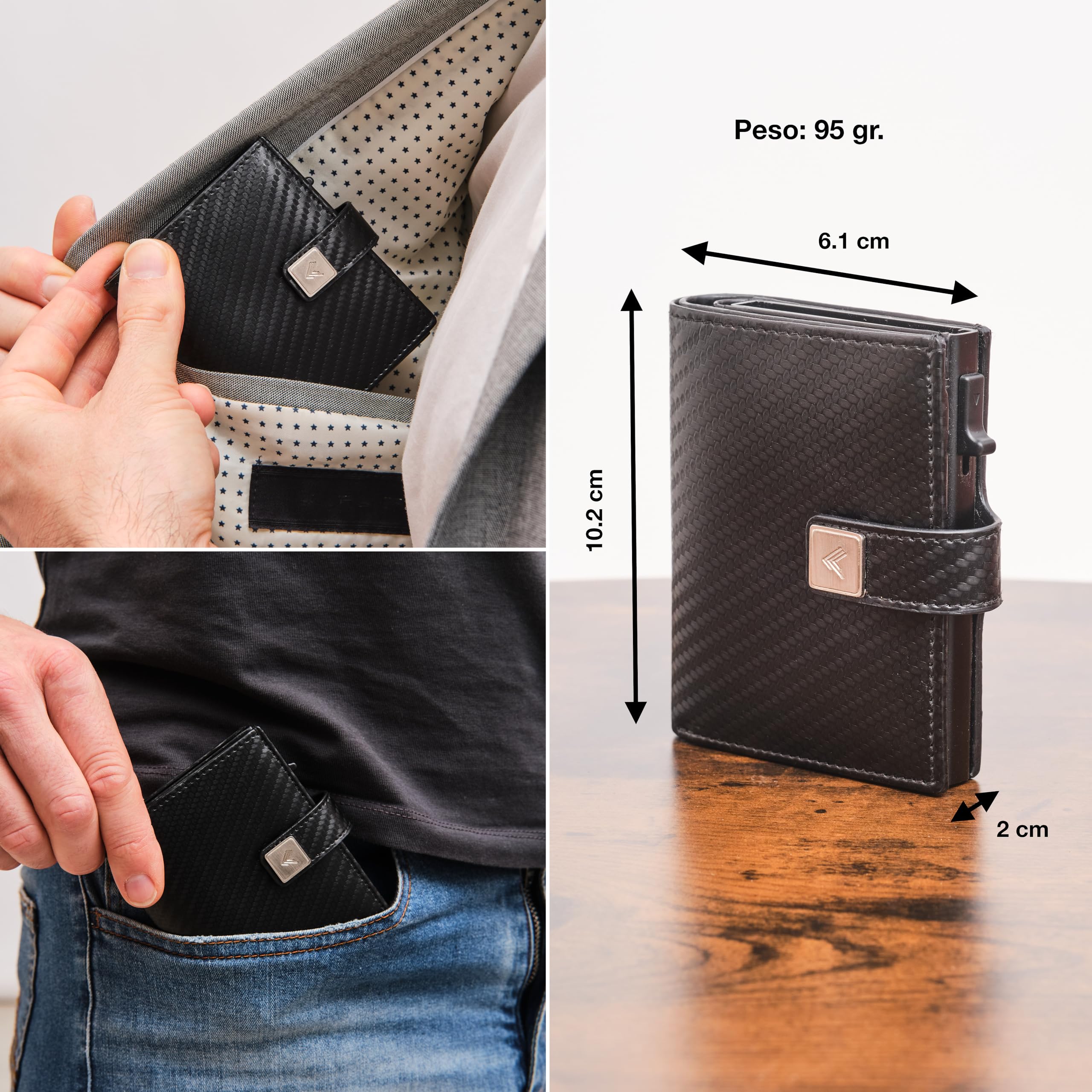 Carteras para Hombre Piel - Tarjetero Hombre RFID- Billeteras Hechas a Mano - Slim Wallet for Men - Porta Tarjetas Moderno - La Cartera Tarjetero Pequeño