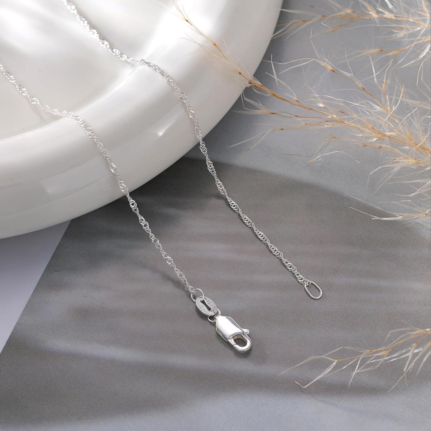 925 Sterling Silver Necklace Silver Chain Necklace for Women Twist Chain 16K Gold Plated Chain Simple Dainty Necklace for Women Waterproof Trendy Jewelry Gift - Image 7