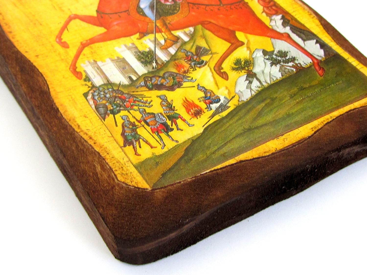 Iconsgr Wooden Greek Christian Orthodox Wood Icon of Saint Dimitrios Demetrius Demetrios Riding His Horse / 1AP - Image 2