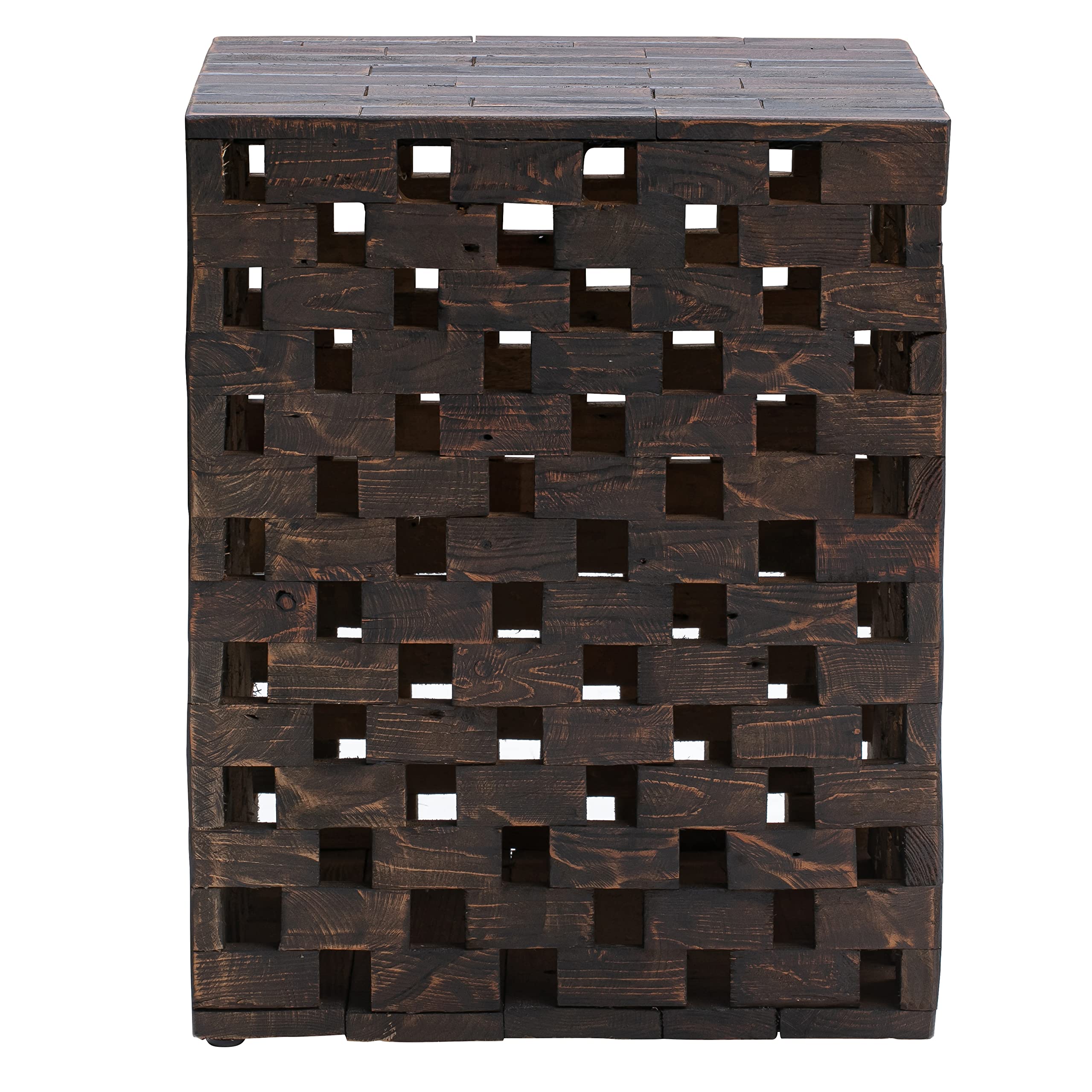 Amazon Aware Hocker und Pflanzenständer aus recyceltem Holz, in Schachbrett-Optik, für draußen, kakaofarben