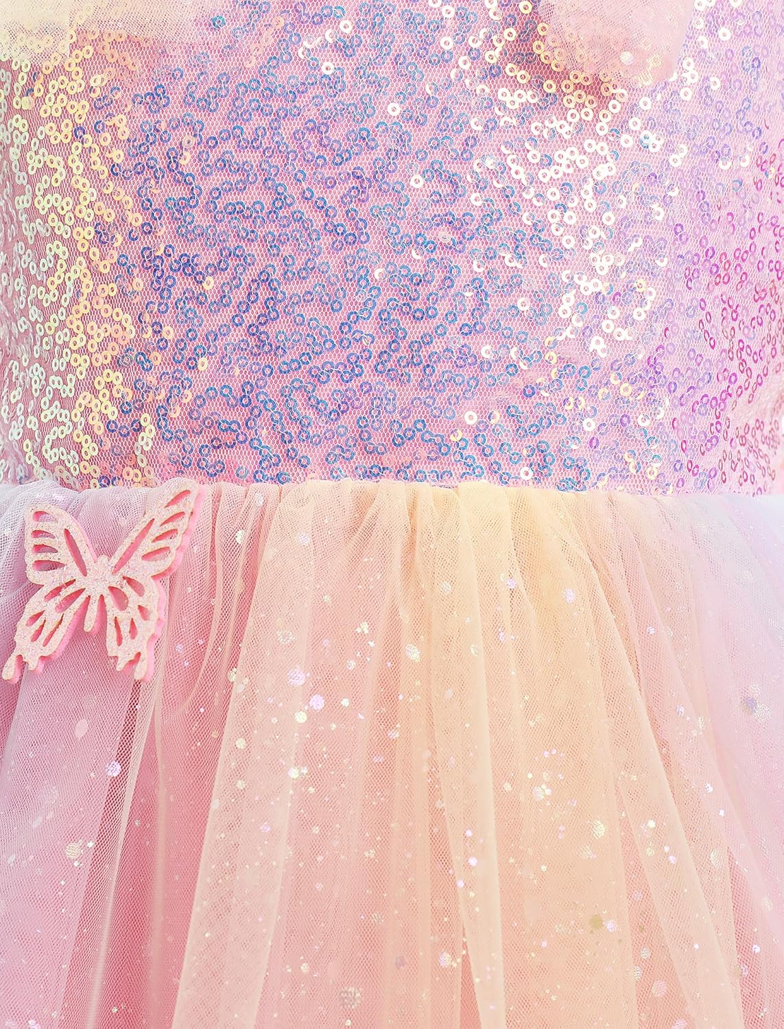IDOPIP Toddler Baby Girl Sequin Butterfly Tutu Dress Summer Sleeveless Smocked Backless Princess Birthday Party Tulle Dresses - Image 3