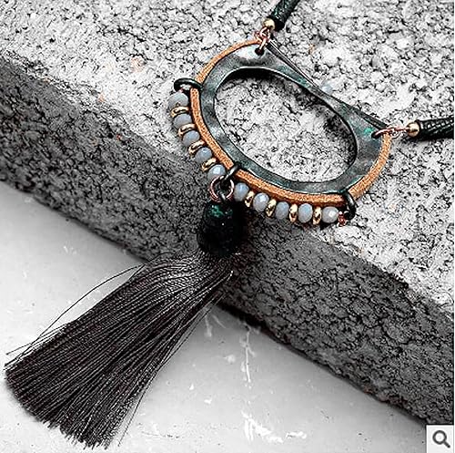 Miniatura 8 de Long Midlength Women Necklace Sweater Length Necklaces Long Amazonite Necklace Long Metal Tassel Necklace Pendant Necklace with Metal Tassel