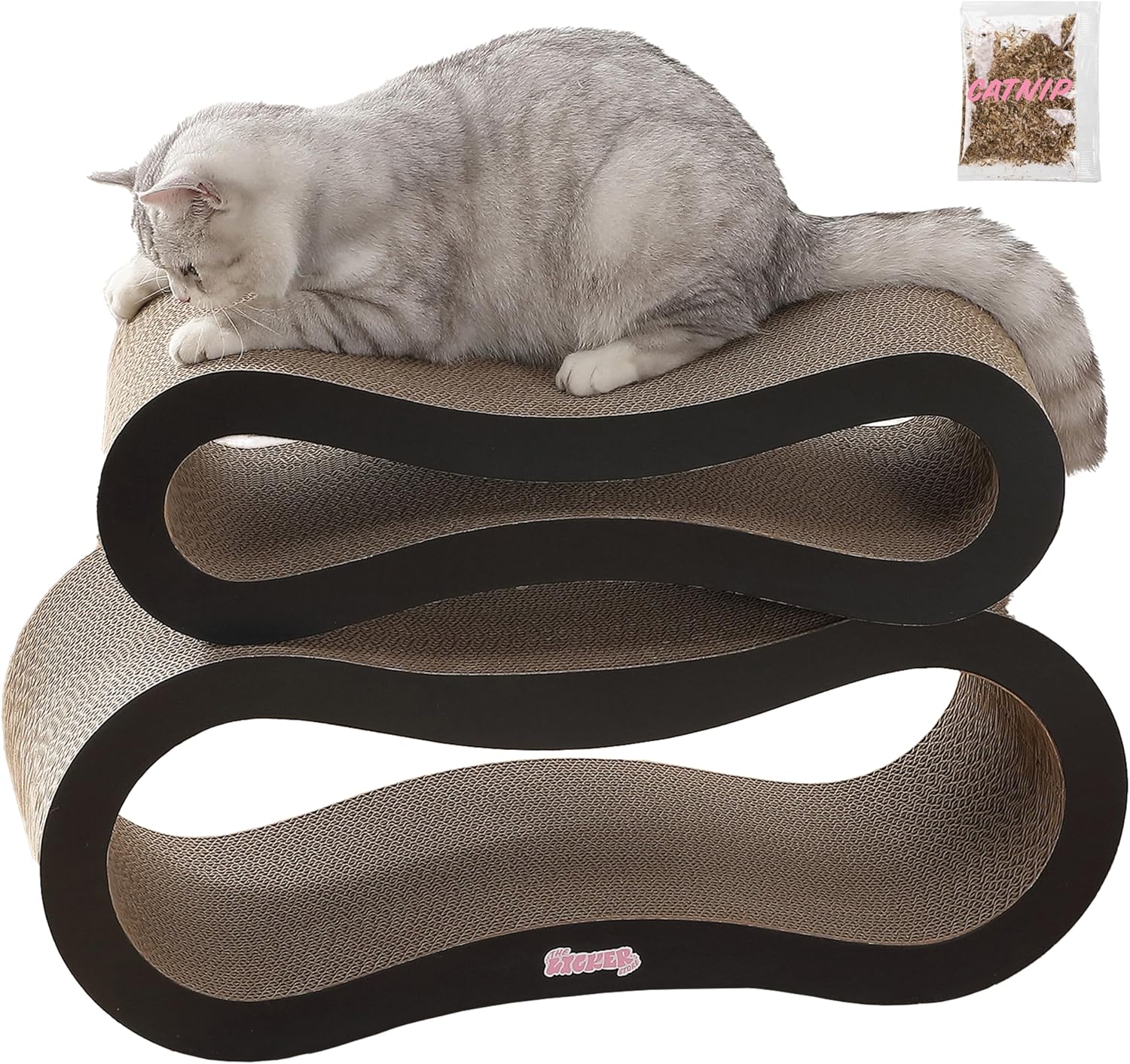 CSR1014A Suvi 26" Modern Cardboard Infinity 2-in-1 Lounge Bed Cat Scratcher with Catnip, Ink