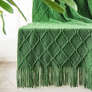 inhand Green Christmas Throw Blanket for Couch and Bed, Birthday Gifts for Women Teen Girl Friend Home Decor Knitted Twin Size Blanket, Outdoor Lightweight Farmhouse Warm Woven Decorative, 60"x80"