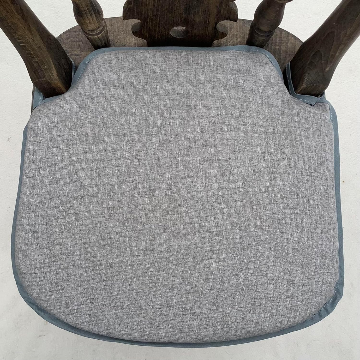 Plain Light Grey Highlander Ash Spindle Back Chair Seat Pads, For Seats