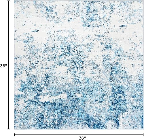 Miniatura 108 de SAFAVIEH Brentwood Collection - Alfombra de área de 9 x 12 pies, gris claro y azul, diseño abstracto moderno, no desprende pelusa y de fácil azul