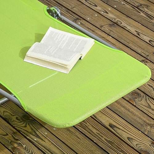 Miniatura 8 de Outsunny Sillas tumbonas plegables de 2 piezas, sillas de bronceado para piscina con respaldo reclinable, asiento de malla transpirable,