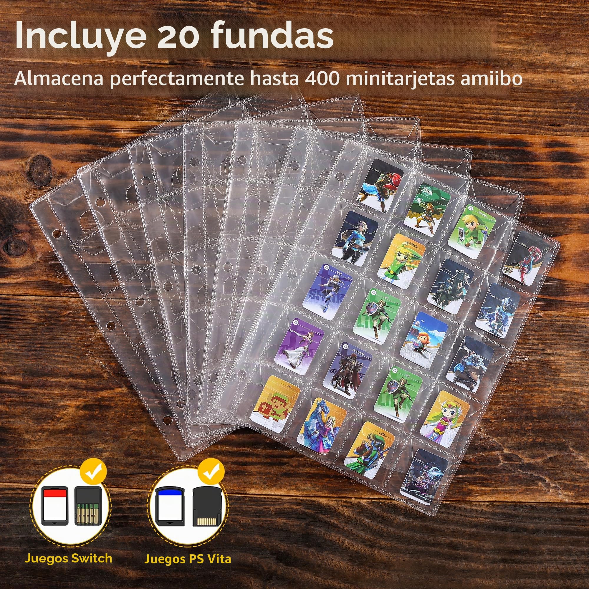 iofeiwak Más de 400 carpetas de tarjetas para mini tarjetas Amiibo, carpeta con 20 fundas compatible con tarjetas Zleda/Animal Crossing NFC Amiibo (0.8 x 1.2 pulgadas)
