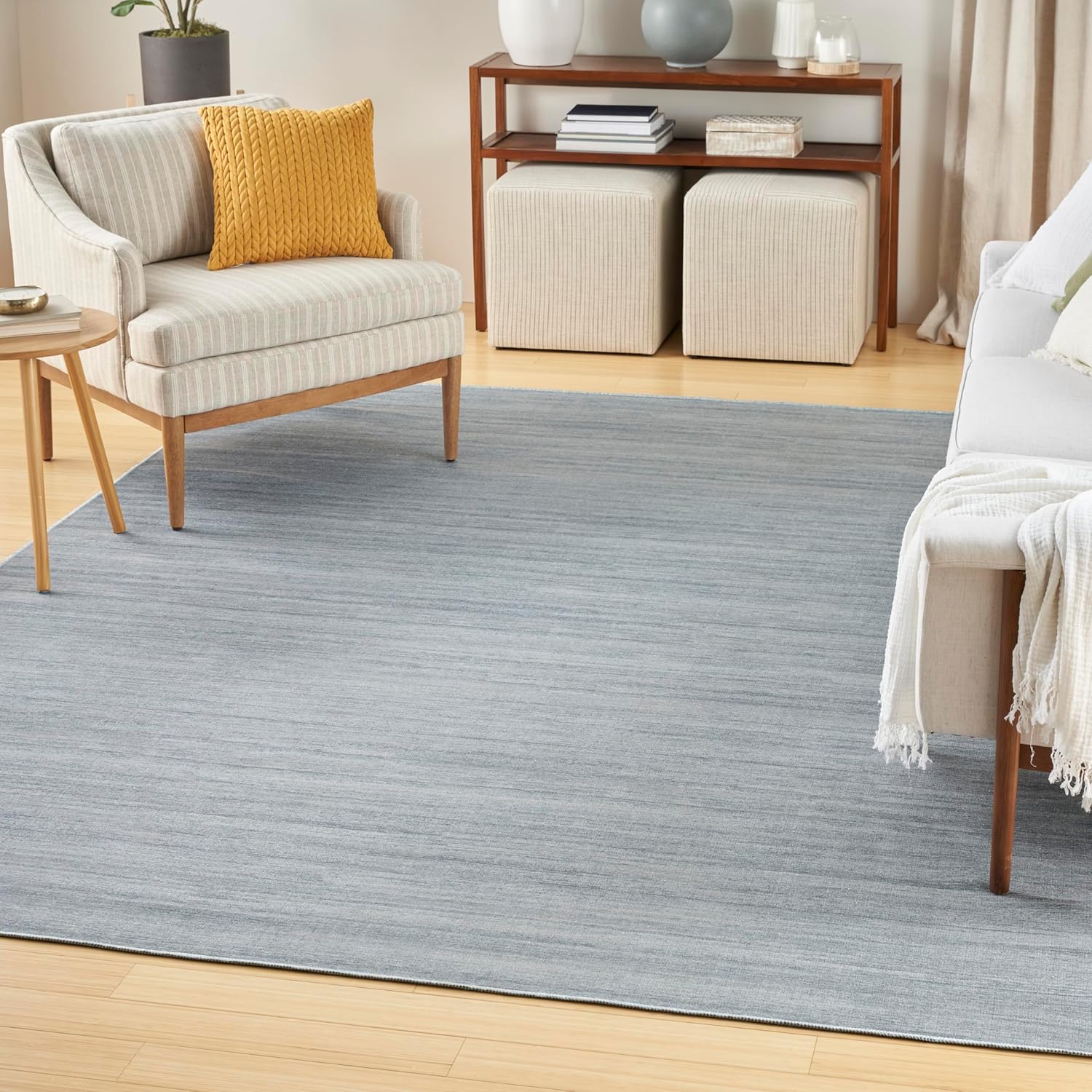 Nourison Home Washable Essentials Aqua 9'2" x 12' Area Rug - Easy Clean, Non Shedding, Bed Room, Living Room, Dining Room, Kitchen (9' x 12')