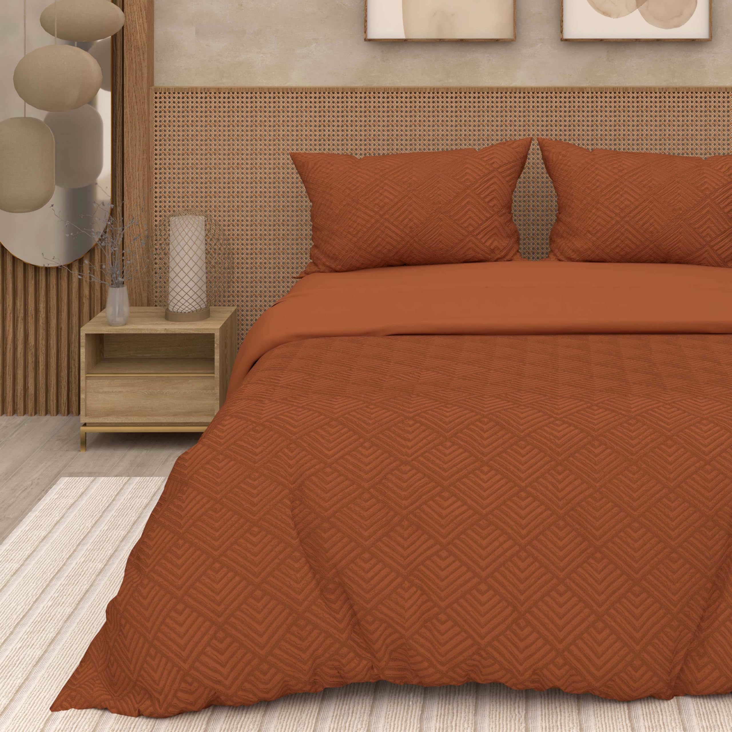 Intemporel Soleil d'Ocre Gaia Terra 3D Microfibre Duvet Cover 260 x 240 cm