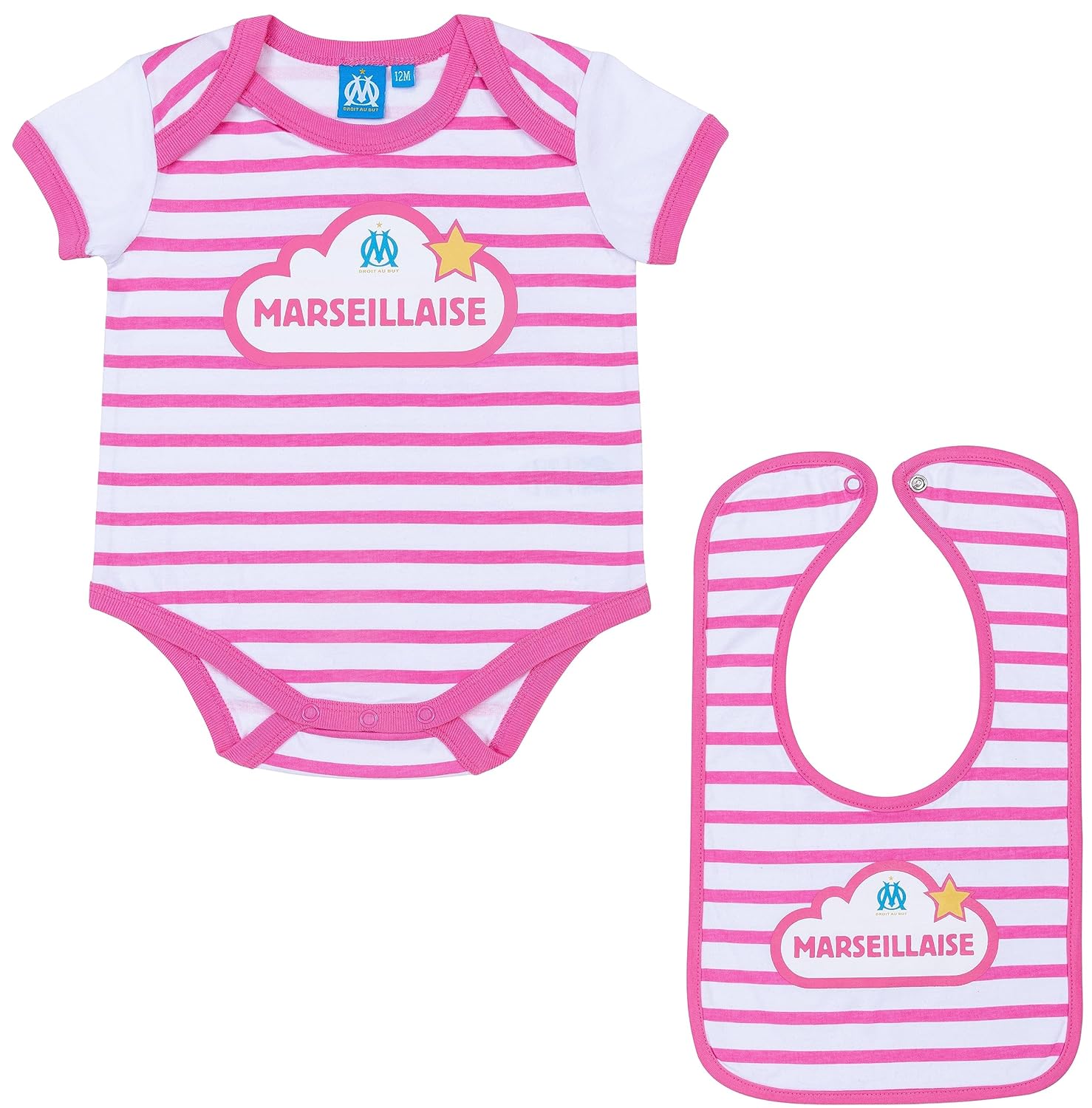 OLYMPIQUE DE MARSEILLE Ensemble Body Bavoir bébé Om - Collection Officielle