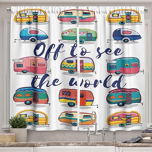 Miniatura 23 de Ambesonne - Cortinas de flores para la cocina, girasoles de verano en acuarela con tonos pastel suaves y pétalos grandes, juego de 2 cortinas para