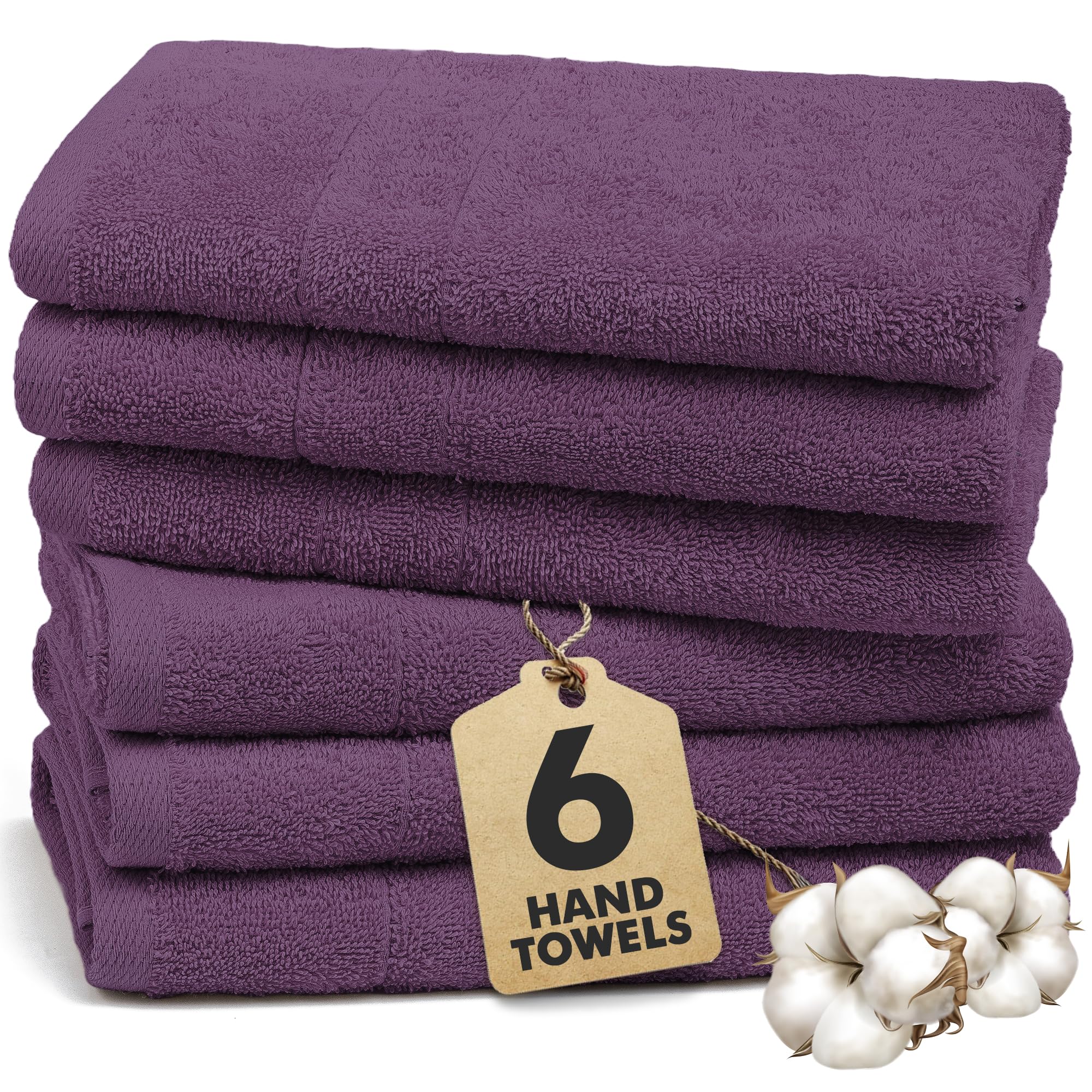 Novo Home Hand Towels for Bathroom, 100% Cotton Soft & Absorbent, Pack of 6 Small Towel (50x85cm)