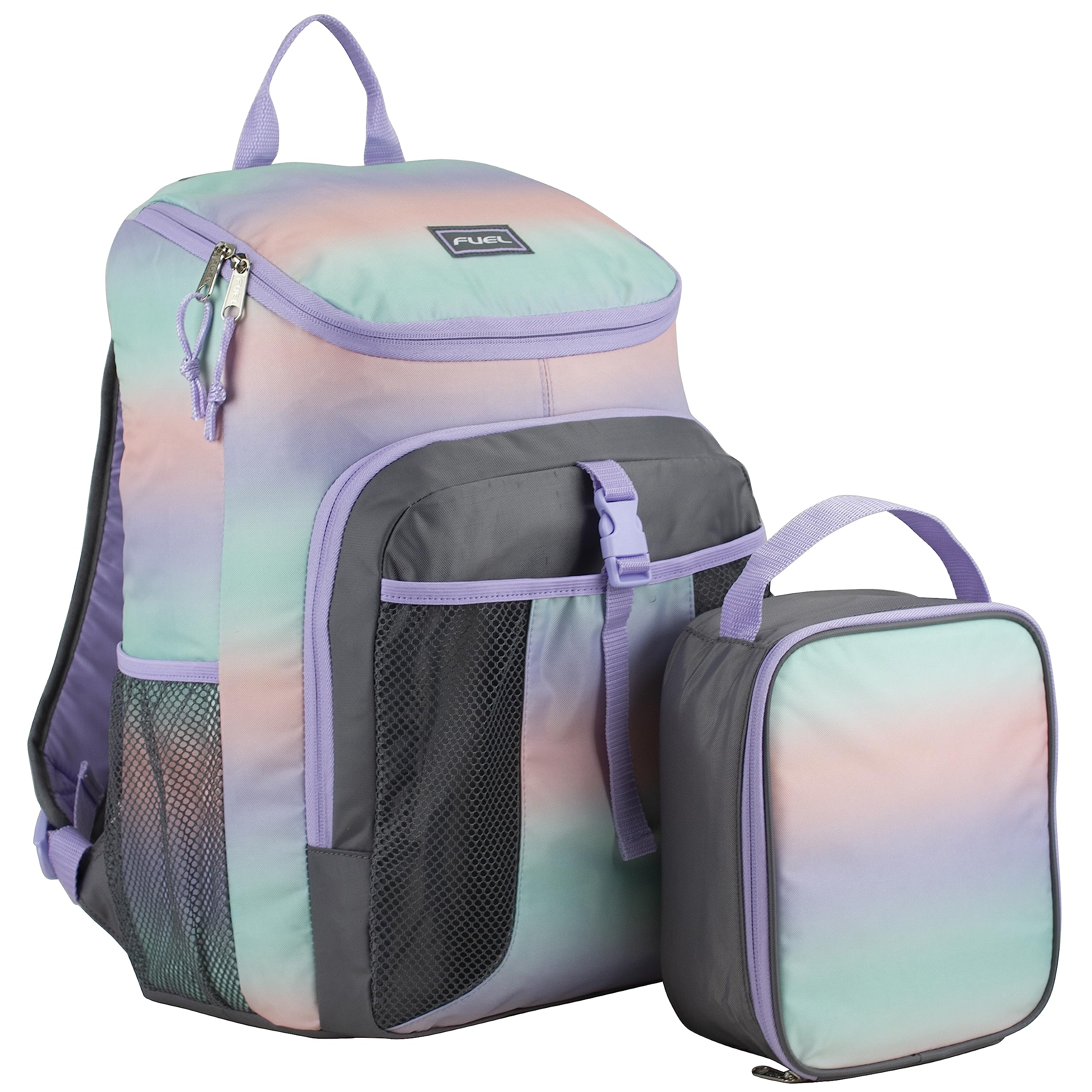 FUEL Top Loader Teens Student Water Resistant Backpack Set Lunch Bookbag Bag Soft Reusable Insulated Cooler Lunch Box Thermal Travel Office Lunch Bag,