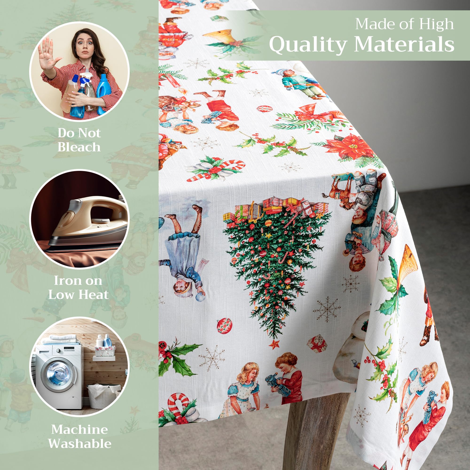 Maison D'Hermine Tischdecke - 152x152 Cm, 100% Baumwolle, Blumiges Design, Für Küche & Partys