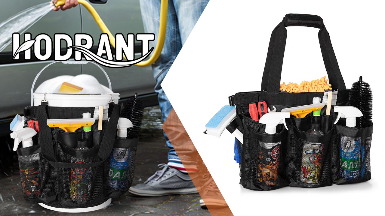 KUNN Organizer Per Secchio Da 5 Galloni: Tasche In Rete, Anello Porta Asciugamano E Manico Morbido - Perfetto Per Il Lavaggio Auto!