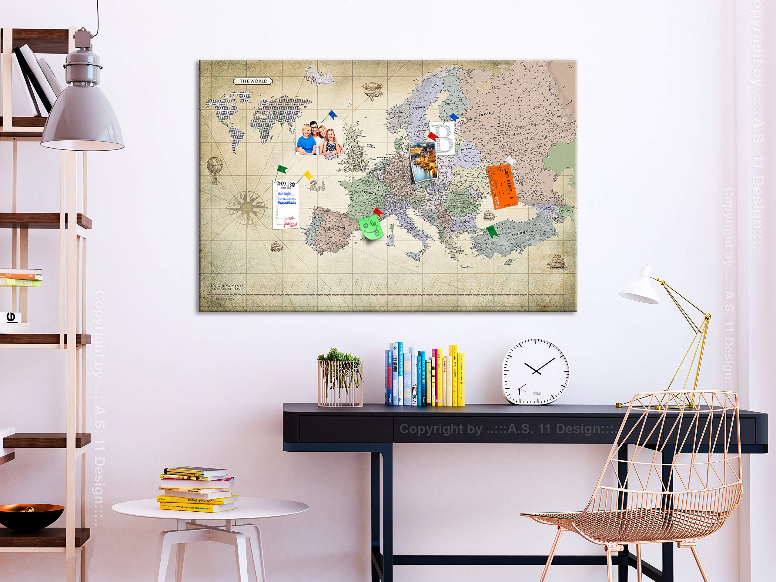 murando - Pinnwand Bucket List, 120x80 cm, Wohnzimmer, Büro, Kork