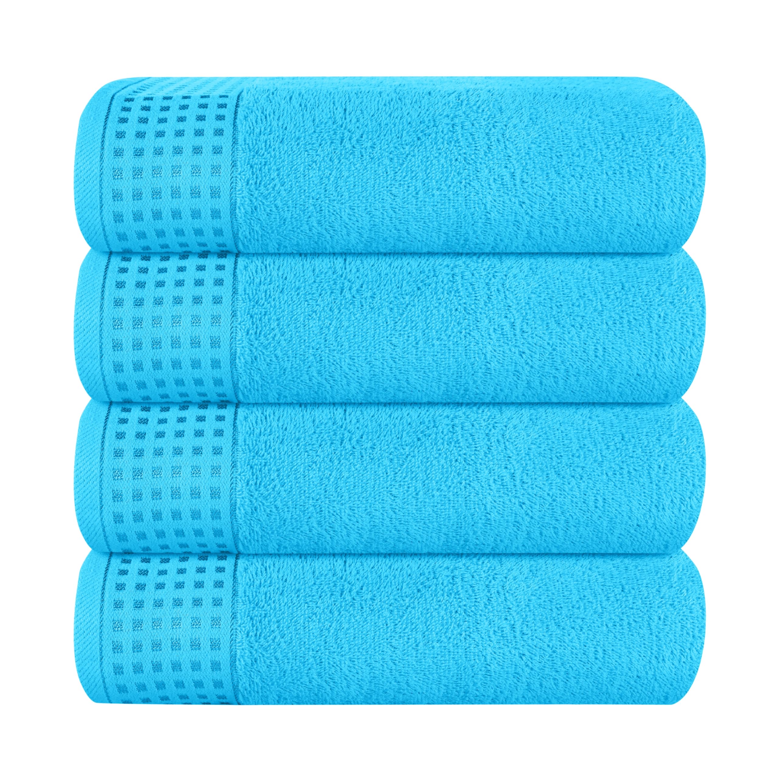 GLAMBURG Ultra Soft 4 Pack Oversized Bath Towel Set 27x54 inches, 100% Cotton Bath Towels, Highly Absorbant Compact Quickdry &amp; Lightweight Towel, Ideal for Gym Travel Camp Pool - Turquoise Blue