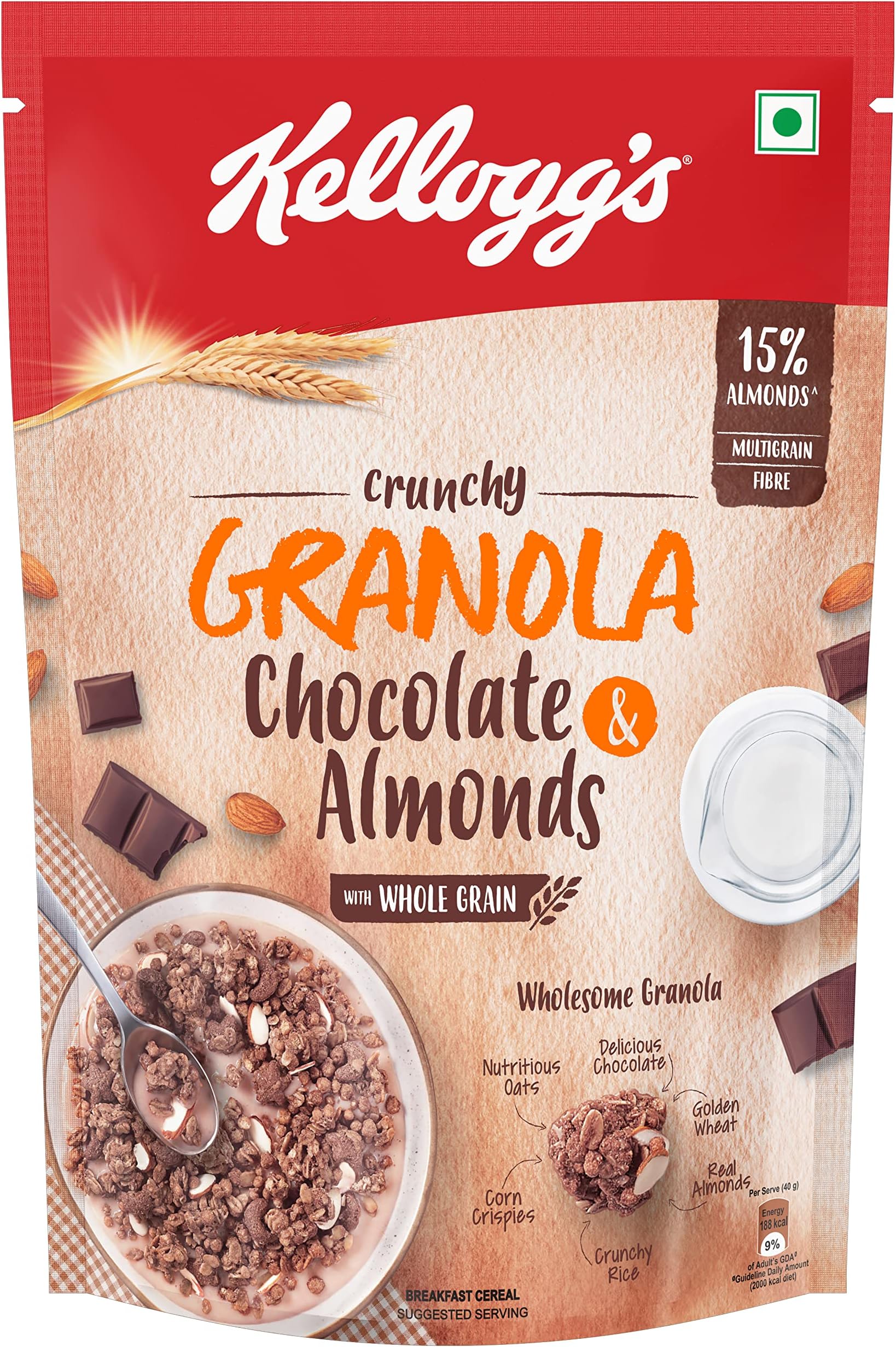 Kellogg's Crunchy Granola Chocolate & Almond |Muesli |Power Breakfast | 450g