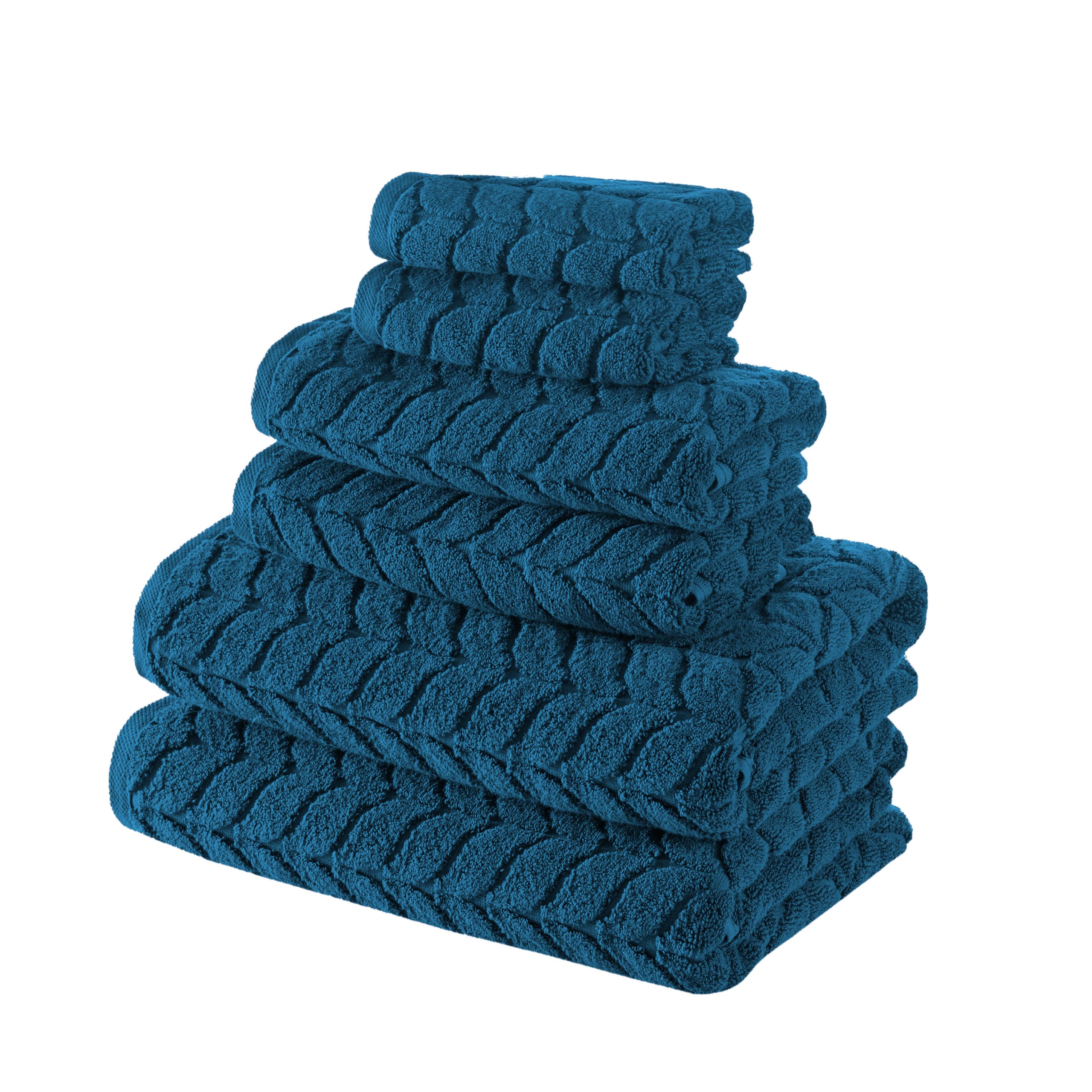 BAGNO MILANO Turkish Cotton Ultra-Soft Plush Absorbent Quick Dry Bathroom Towel Set Made in Turkey PetrolBlue 6 pcs