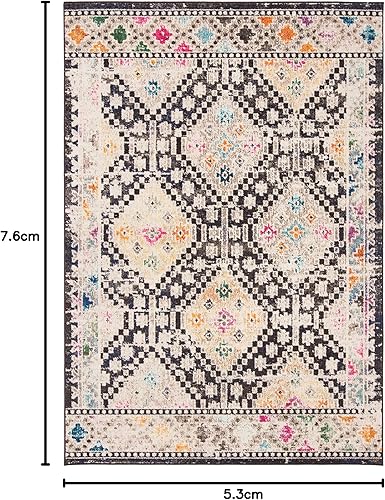 Vista 149 de Safavieh Madison Collection MAD418F - Alfombra de área con diamantes, Polipropileno, Azul Oscuro/Amarillo