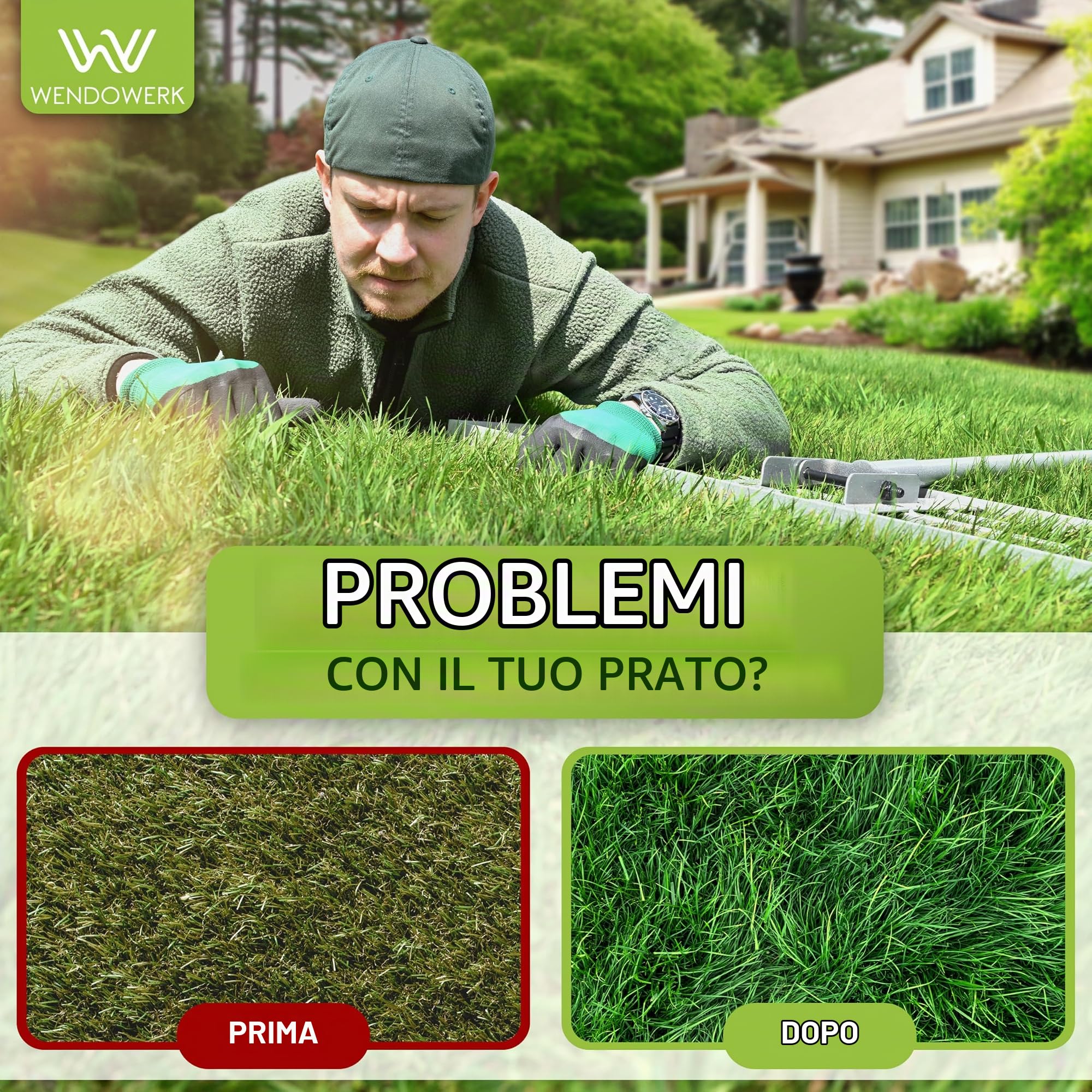 WENDOWERK® 80 x 30 cm estrattore prato inclusi guanti e accessori