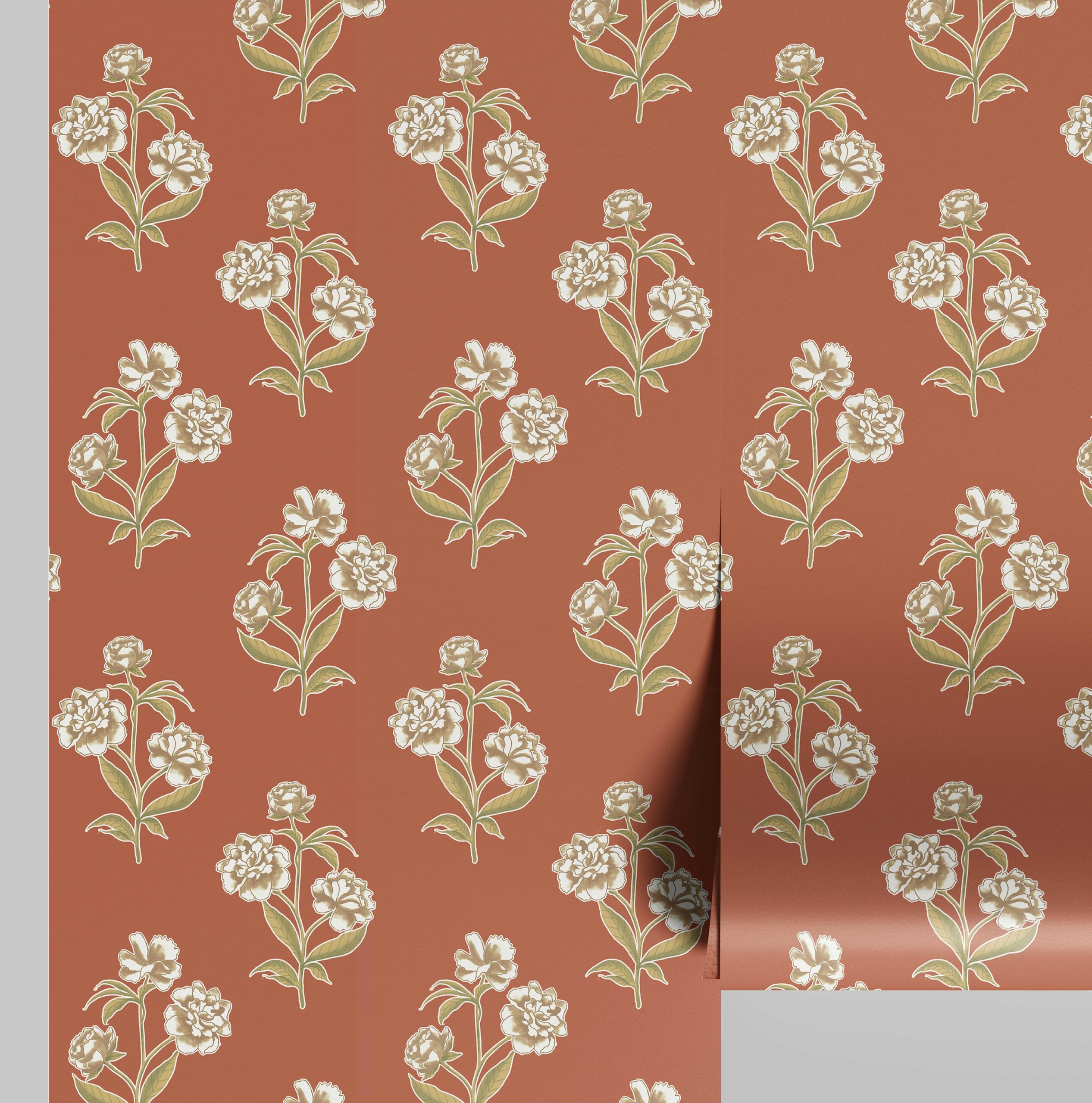 Papier peint décoratif autocollant floral marron imperméable 63x152