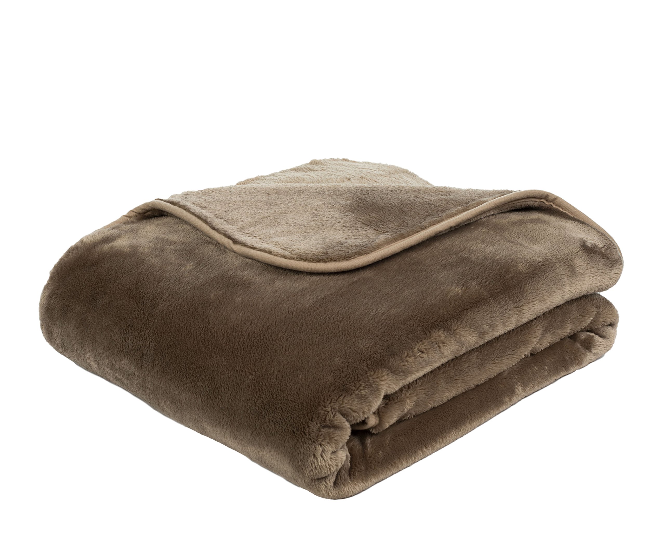 Gözze - Morbida Coperta Premium, Sensazione Cashmere, Microfibra, 180 x 220 cm - Tortora