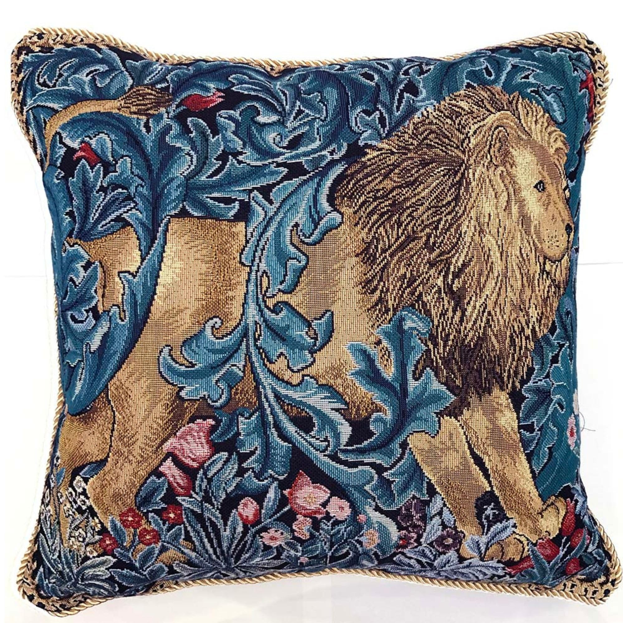 Signare Women's Multicolor Tapestry Cushion Cover 18 X18 Inches 45Cm X 45Cm Decorative Sofa Cushions With Lion And Forest By William Morris (The Lion, Cushion Cover Only)