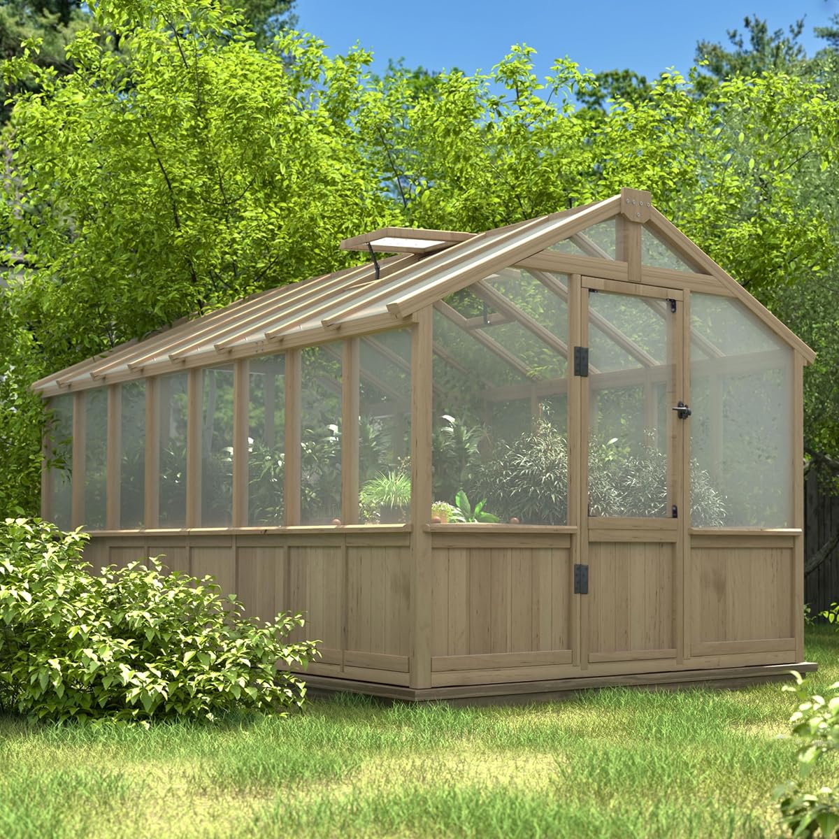 Mupater 8 x 16 FT Wooden Greenhouse for Outdoor